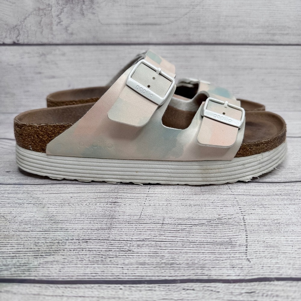 Papillio Birkenstock Arizona Platform Sandals Pastel Watercolor Vegan 40 L9